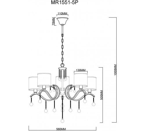 Подвесная люстра MyFar MR1551-5P Dante Подвесная люстра MyFar MR1551-5P Dante