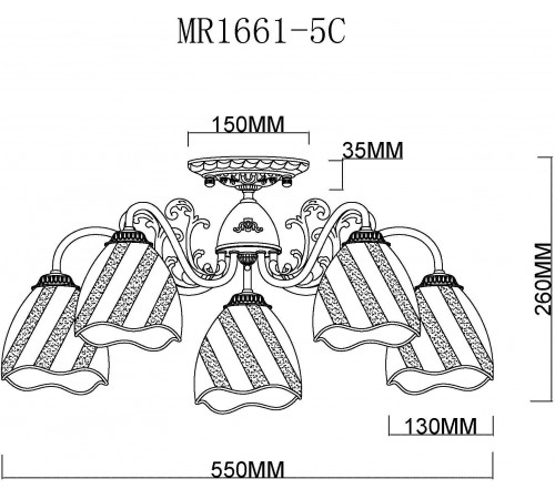Потолочная люстра MyFar MR1661-5C Nicole Потолочная люстра MyFar MR1661-5C Nicole