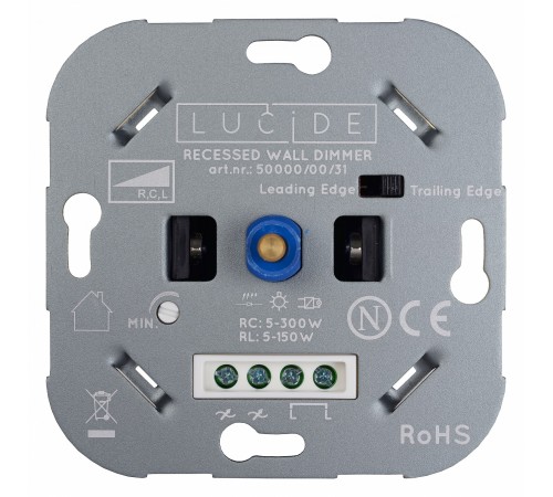Диммер роторный Lucide 50000/00/31 Recessed Wall Dimmer Nl Диммер роторный Lucide 50000/00/31 Recessed Wall Dimmer Nl