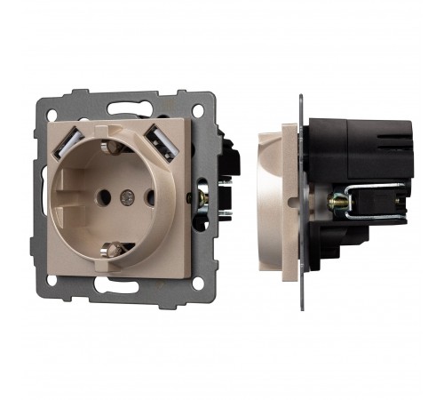 Розетка с заземлением и 2хUSB type A, без рамки Arlight 49821 SCT