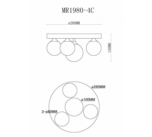 Потолочная люстра MyFar MR1980-4C Cross Потолочная люстра MyFar MR1980-4C Cross