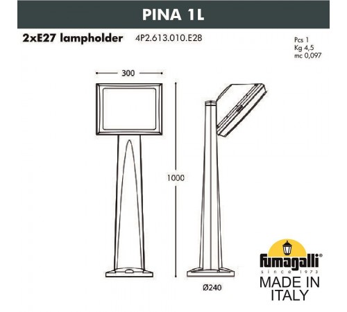 Наземный высокий светильник Fumagalli 4P2.613.010.LYF1R Guizeppe Наземный высокий светильник Fumagalli 4P2.613.010.LYF1R Guizeppe