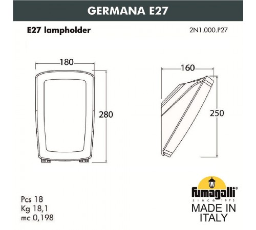 Светильник на штанге Fumagalli 2N1.000.000.WYF1R Germana Светильник на штанге Fumagalli 2N1.000.000.WYF1R Germana