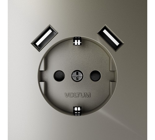 Розетка с заземлением и со шторкой и 2хUSB type A, без рамки Voltum VLS040404 S70 Розетка с заземлением и со шторкой и 2хUSB type A, без рамки Voltum VLS040404 S70