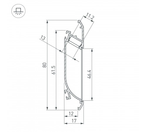 Профиль Arlight 021716 K-WALL-2000 ANOD Профиль Arlight 021716 K-WALL-2000 ANOD