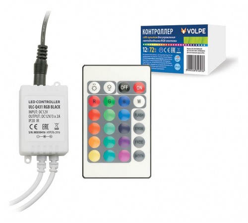 Контроллер-регулятор цвета RGB с пультом ДУ Volpe UL-00001113 ULC-Q431 Контроллер-регулятор цвета RGB с пультом ДУ Volpe UL-00001113 ULC-Q431