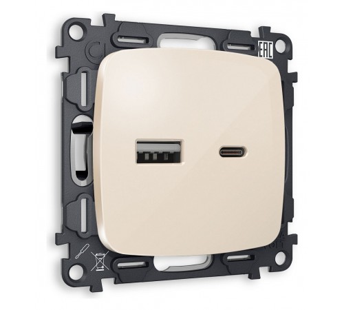 Розетка 2хUSB type A и C без рамки Ambrella Volt MO311010 Quant Розетка 2хUSB type A и C без рамки Ambrella Volt MO311010 Quant