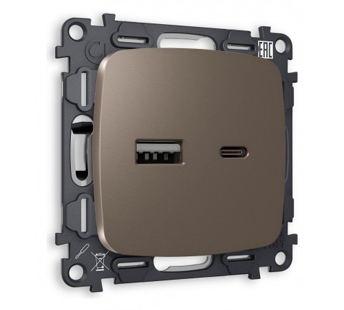 Розетка 2хUSB type A и C без рамки Ambrella Volt MO641010 Quant Розетка 2хUSB type A и C без рамки Ambrella Volt MO641010 Quant