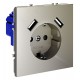 Розетка с заземлением и со шторкой и 2хUSB type A, без рамки Voltum VLS040404 S70