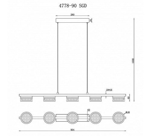 Подвесной светильник iLedex 4778-90 MBK+SGD Link