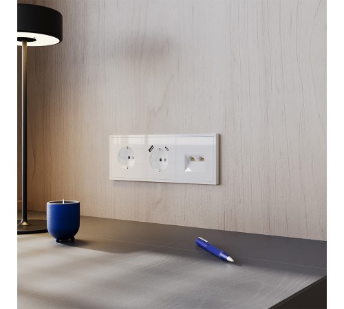 Розетка двойная Ethernet RJ-45 без рамки Voltum VLS060201 S70 Розетка двойная Ethernet RJ-45 без рамки Voltum VLS060201 S70