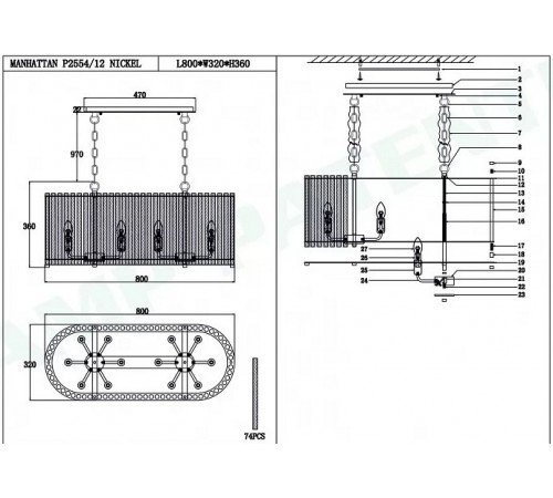 Подвесной светильник iLamp P2554-12 NIC Manhattan Подвесной светильник iLamp P2554-12 NIC Manhattan