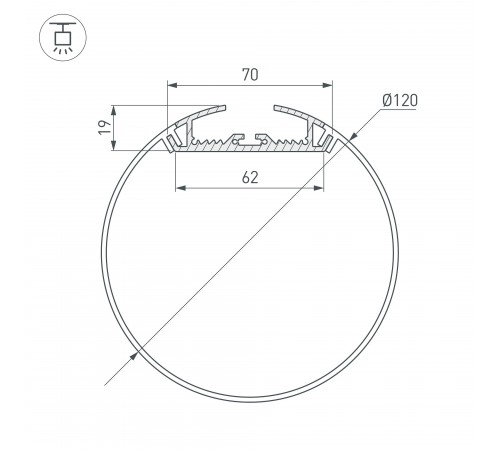 Профиль подвесной Arlight 019267 SL-ROUND-D120-2000 ANOD Профиль подвесной Arlight 019267 SL-ROUND-D120-2000 ANOD