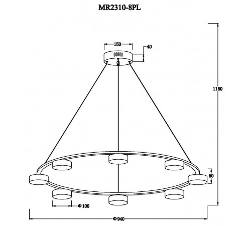 Подвесная люстра MyFar MR2310-8PL Milla Подвесная люстра MyFar MR2310-8PL Milla