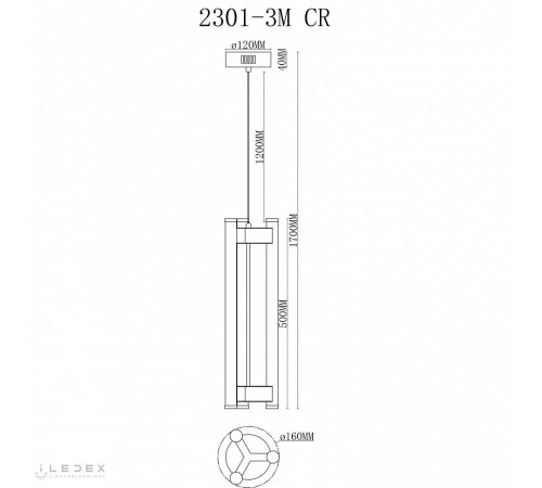 Подвесной светильник iLedex 2301-3M CR Rocks