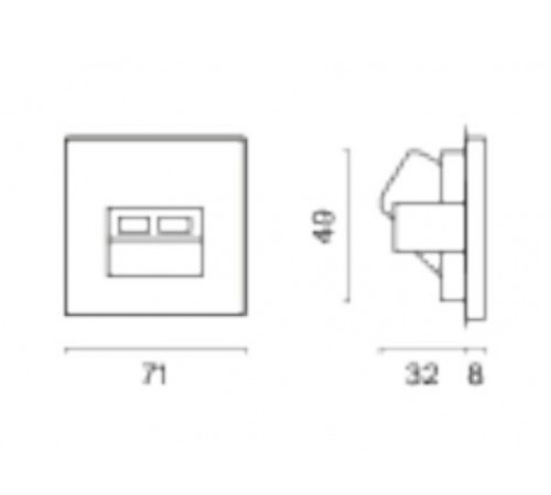Розетка двойная Ethernet RJ-45 без рамки Voltum VLS060207 S70 Розетка двойная Ethernet RJ-45 без рамки Voltum VLS060207 S70