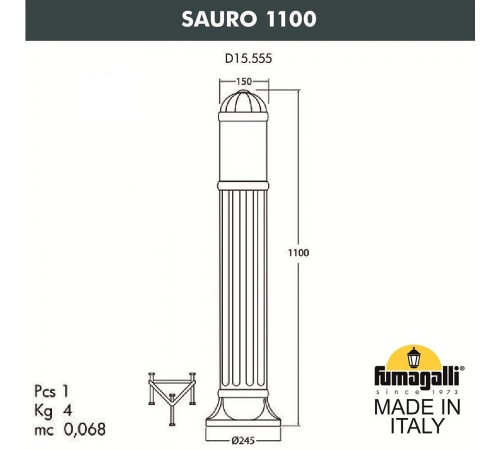 Наземный высокий светильник Fumagalli D15.555.000.LXF1R.FRA Sauro Наземный высокий светильник Fumagalli D15.555.000.LXF1R.FRA Sauro