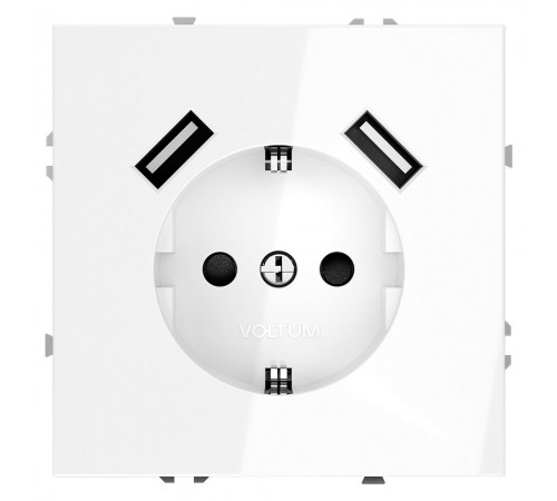Розетка с заземлением и со шторкой и 2хUSB type A, без рамки Voltum VLS040401 S70 Розетка с заземлением и со шторкой и 2хUSB type A, без рамки Voltum VLS040401 S70