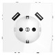 Розетка с заземлением и со шторкой и 2хUSB type A, без рамки Voltum VLS040401 S70