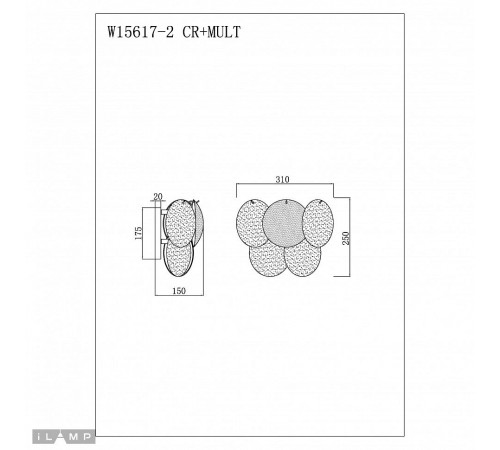 Бра iLamp W15617-2 CR+MULT Rivoli Бра iLamp W15617-2 CR+MULT Rivoli