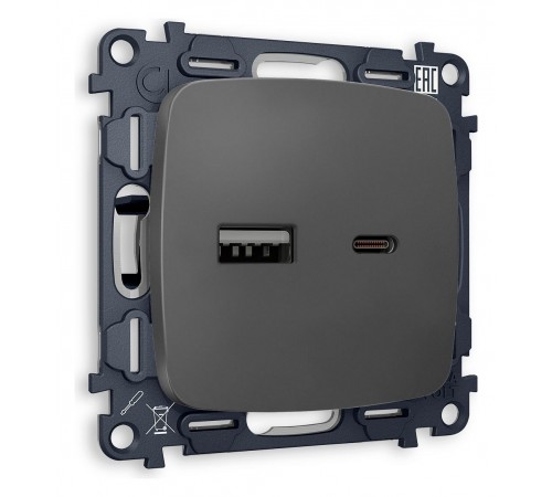 Розетка 2хUSB type A и C без рамки Ambrella Volt MO911010 Quant Розетка 2хUSB type A и C без рамки Ambrella Volt MO911010 Quant