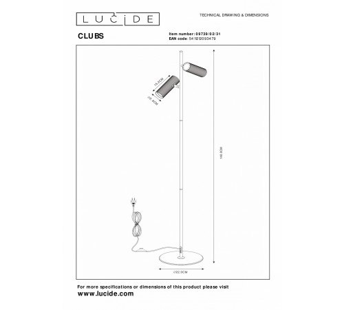 Торшер Lucide 09739/02/31 Clubs