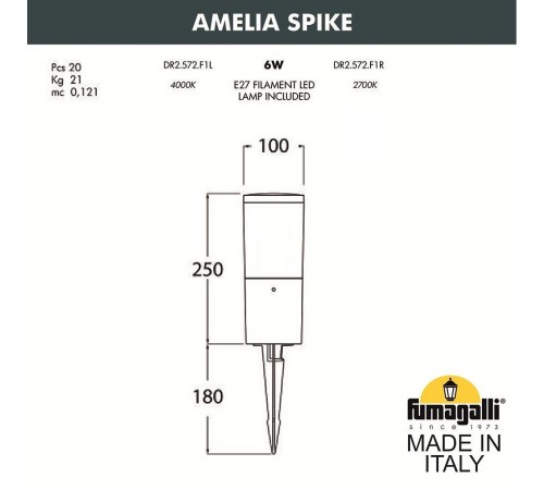 Наземный низкий светильник Fumagalli DR2.572.000.LYF1R Amelia
