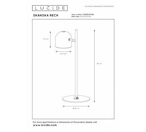 Настольная лампа декоративная Lucide 03649/03/96 Skanska Rech Настольная лампа декоративная Lucide 03649/03/96 Skanska Rech