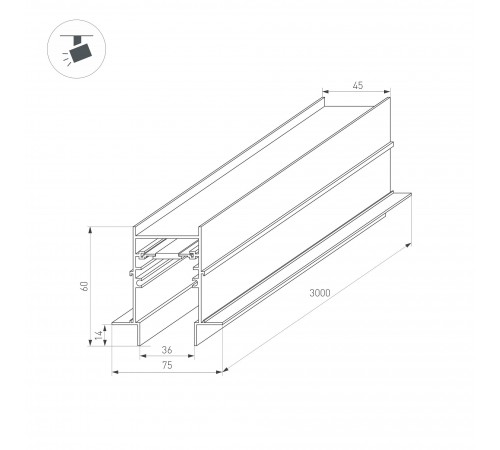 Трек встраиваемый Arlight 034680 MAG-45 Трек встраиваемый Arlight 034680 MAG-45