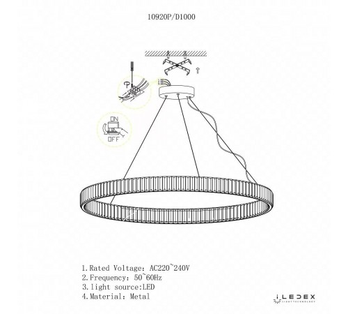 Подвесной светильник iLedex 10920P/1-38W-3000K-D1000 GL-CL Woodstock Подвесной светильник iLedex 10920P/1-38W-3000K-D1000 GL-CL Woodstock