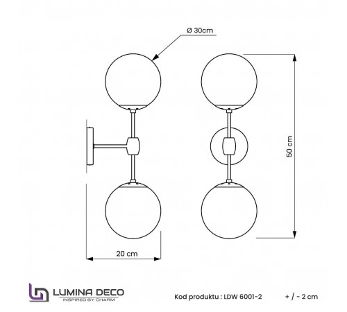 Бра LUMINA DECO LDW 6001-2 BK+WT ZODIAK Бра LUMINA DECO LDW 6001-2 BK+WT ZODIAK