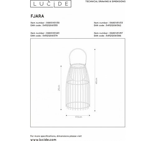 Настольная лампа декоративная Lucide 06801/01/30 Fjara Настольная лампа декоративная Lucide 06801/01/30 Fjara