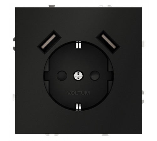 Розетка с заземлением и со шторкой и 2хUSB type A, без рамки Voltum VLS040408 S70 Розетка с заземлением и со шторкой и 2хUSB type A, без рамки Voltum VLS040408 S70