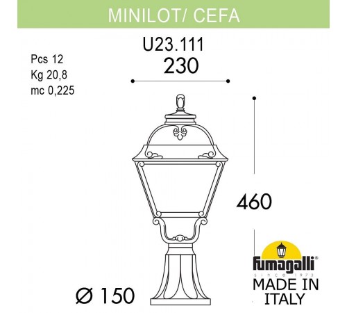 Наземный низкий светильник Fumagalli U23.111.000.AXF1R Cefa