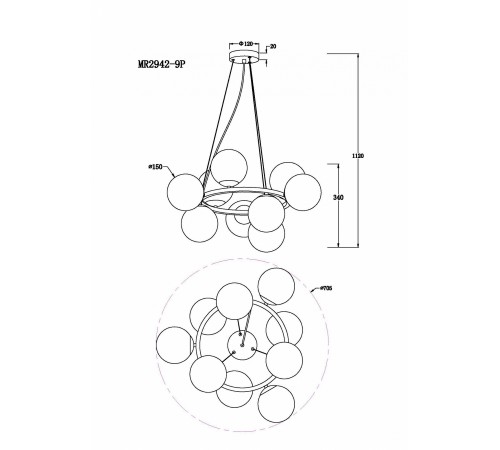 Подвесная люстра MyFar MR2942-9P Pendant Подвесная люстра MyFar MR2942-9P Pendant