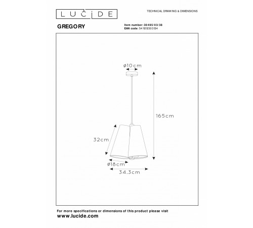 Подвесной светильник Lucide 30495/03/38 Gregory Подвесной светильник Lucide 30495/03/38 Gregory