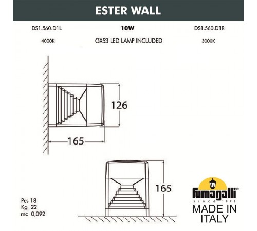 Накладной светильник Fumagalli DS1.560.000.WXD1L Ester Накладной светильник Fumagalli DS1.560.000.WXD1L Ester