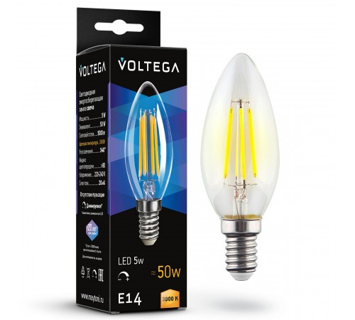 Лампа светодиодная Voltega 7200 Candle dim 5W Лампа светодиодная Voltega 7200 Candle dim 5W