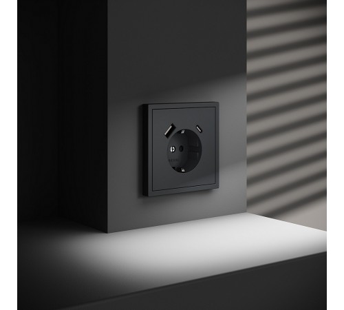 Розетка с заземлением и со шторкой и 2хUSB type A и C, без рамки Voltum VLS040507 S70 Розетка с заземлением и со шторкой и 2хUSB type A и C, без рамки Voltum VLS040507 S70