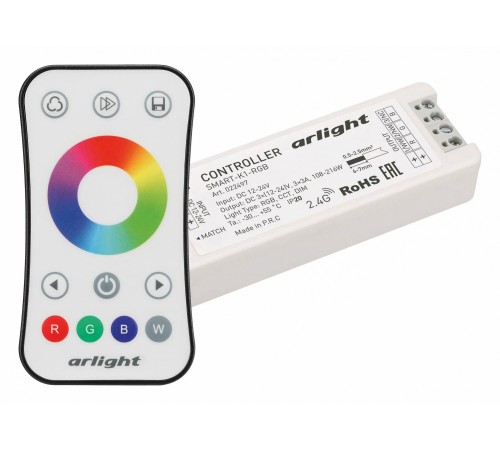 Контроллер-регулятор цвета RGB с пультом ДУ Arlight 034807 SMART Контроллер-регулятор цвета RGB с пультом ДУ Arlight 034807 SMART