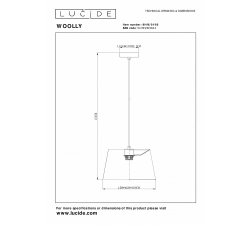 Подвесной светильник Lucide 10416/01/66 Woolly Подвесной светильник Lucide 10416/01/66 Woolly