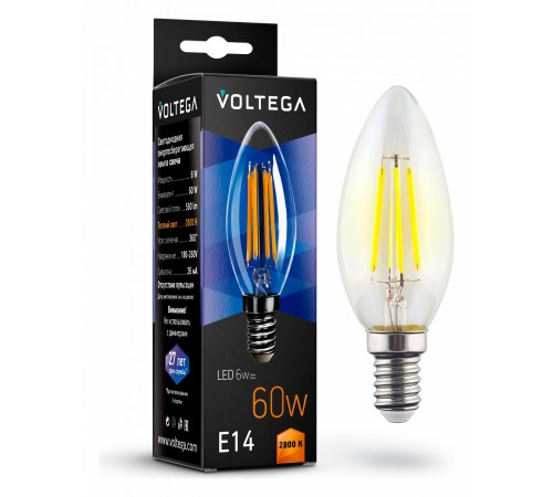 Лампа светодиодная Voltega 7019 Candle 6W Лампа светодиодная Voltega 7019 Candle 6W