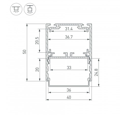 Профиль накладной Arlight 044670 SL-LINE Профиль накладной Arlight 044670 SL-LINE