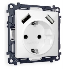 Розетка с заземлением и со шторкой и 2хUSB type A, без рамки Ambrella Volt MA129010 Quant