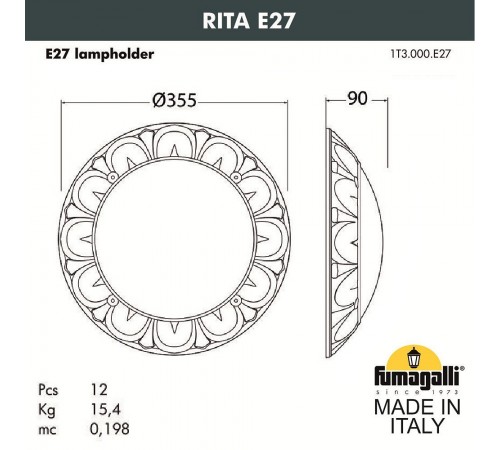 Накладной светильник Fumagalli 1T3.000.000.AYE27 Rita