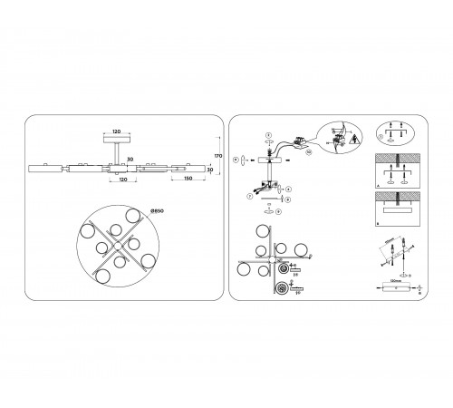 Люстра на штанге Ambrella Light FL516338 FL Люстра на штанге Ambrella Light FL516338 FL
