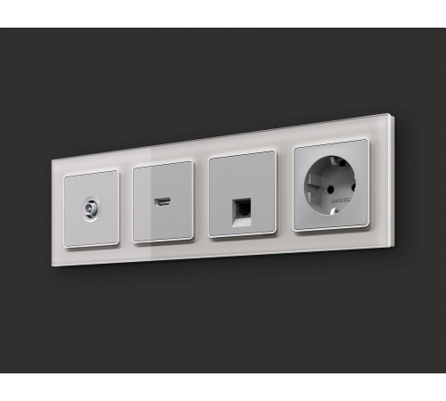 Розетка Ethernet RJ-45 и со шторками, без рамки Ambrella Volt MA412010 Quant