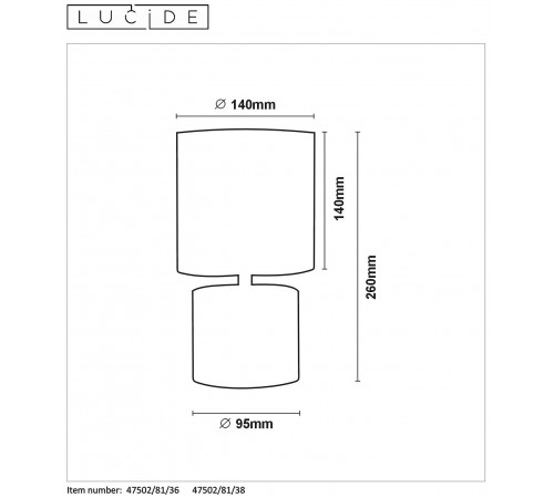 Настольная лампа декоративная Lucide 47502/81/38 Greasby