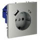 Розетка с заземлением и со шторкой и 2хUSB type A и C, без рамки Voltum VLS040505 S70
