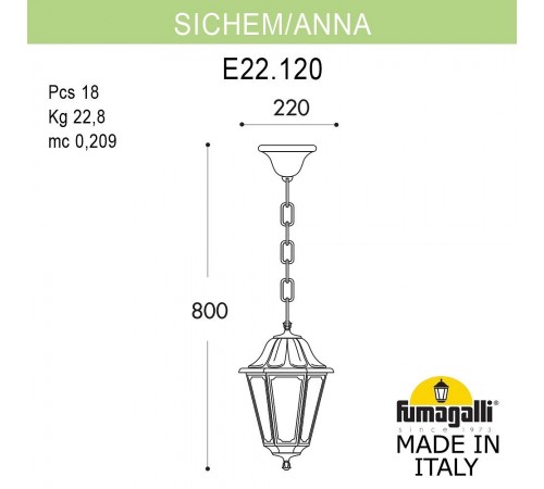 Подвесной светильник Fumagalli E22.120.000.AYF1R Anna Подвесной светильник Fumagalli E22.120.000.AYF1R Anna